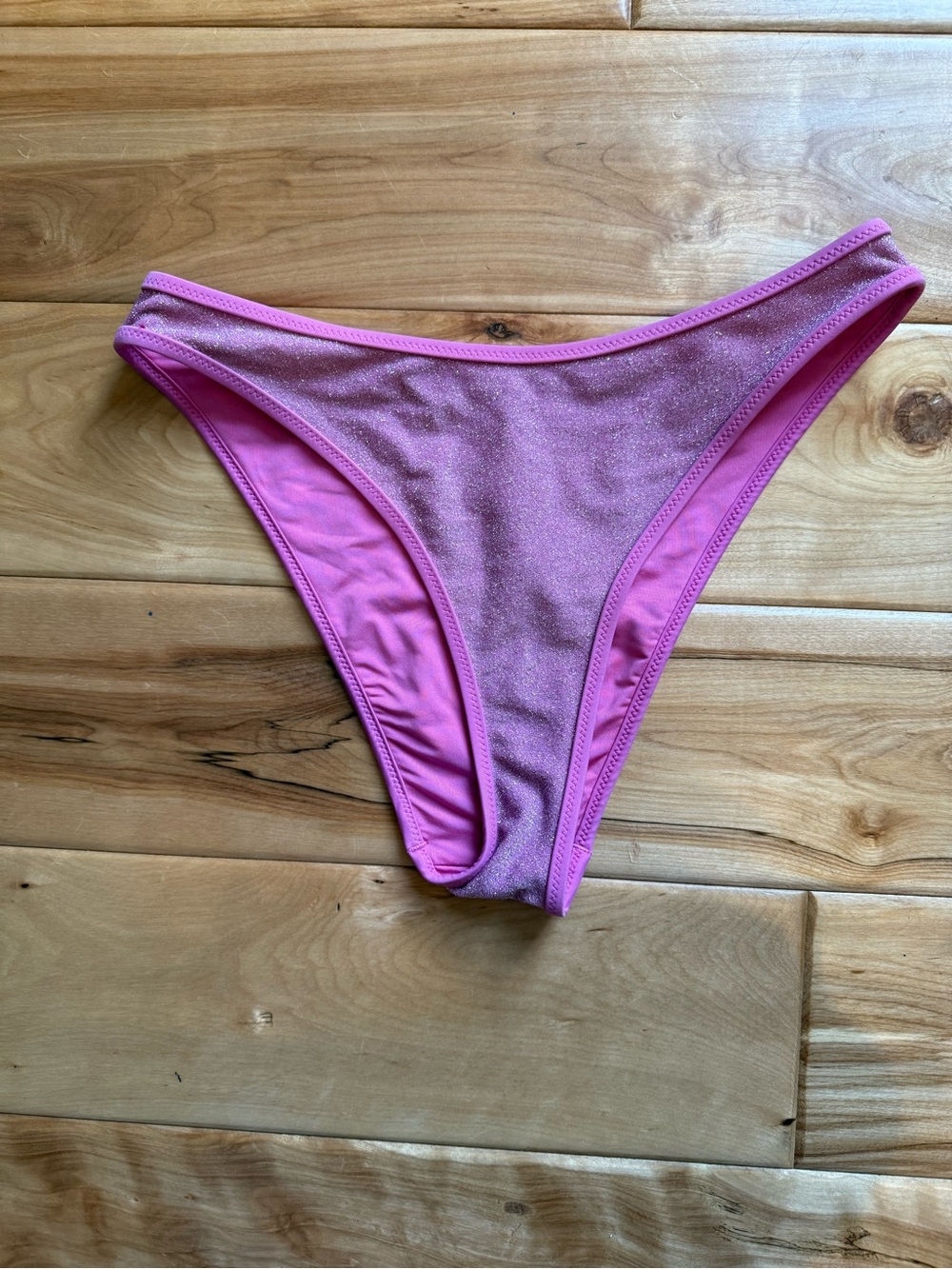 aerie Shimmer Cheekiest Bikini Bottom in Bright Pink